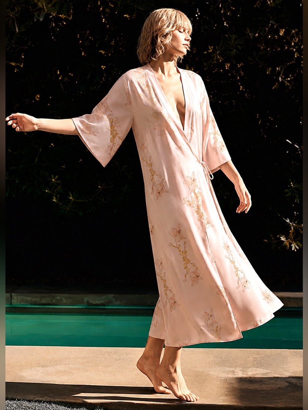 🩷 Cali Dreaming Floral Kimono Robe Dress Blush Pink Size 1